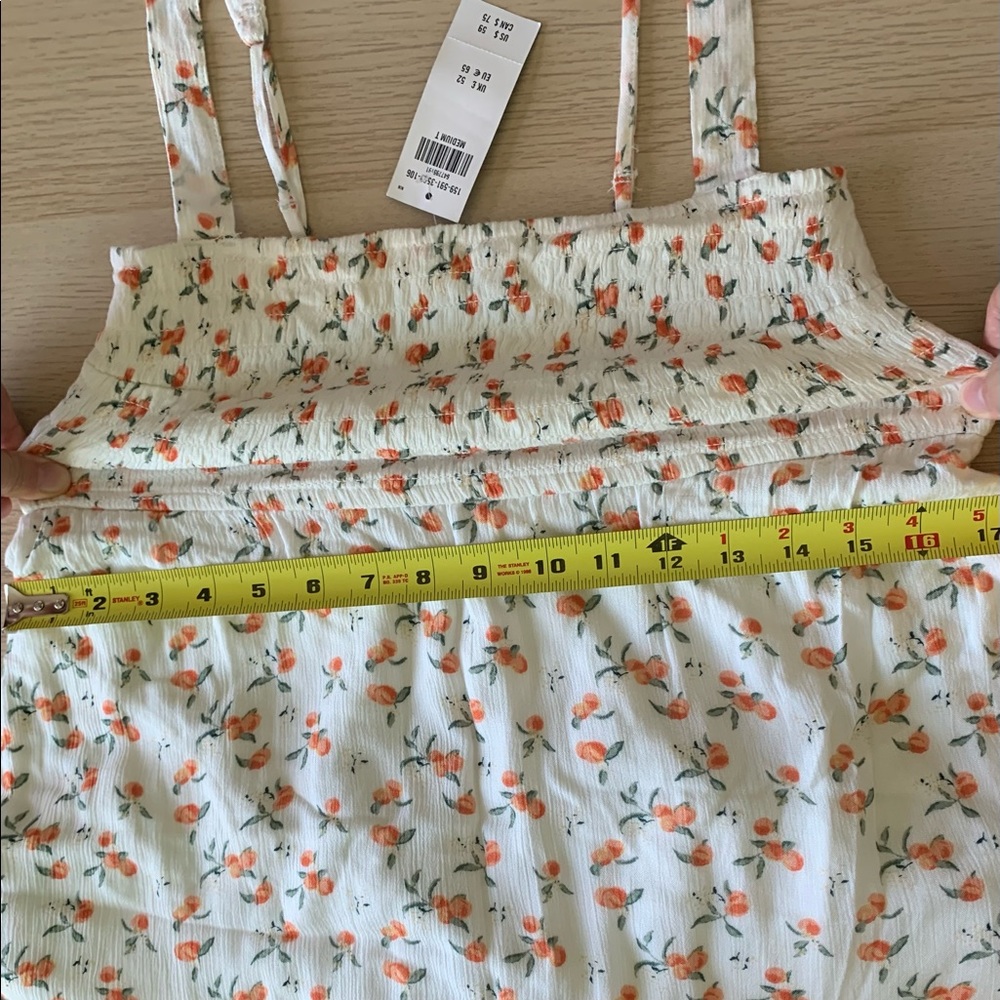 *SOLD* NWT Abercrombie & Fitch Smocked Squareneck Mini Dress, White Peach, MTall - Picture 10 of 15